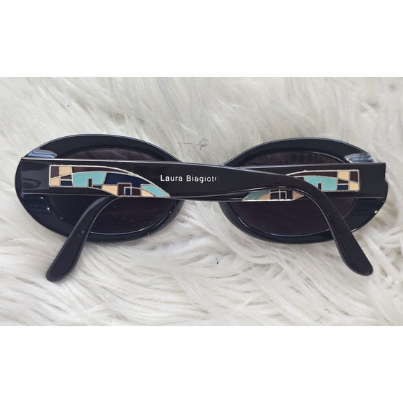 Vintage Laura Biagotti Women\'s Oval Visibilia Black Sunglasses LB 85092 300